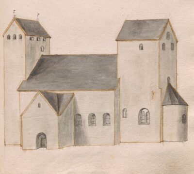 Drawing of Köpingsvik’s medieval church.
